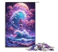 Puzzles for Adults 1000 Piece A Lighthouse in The Surf Jigsaw Puzzle Home Educational Games DIY Toys Great Gift for Games 1000 PCS(38x26cm)