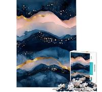 Puzzles for Adults 1000 Piece Abstract Blue And Gold Mountains Help The Brain Exercise Analysis And Logic Hands-on Game for And from 14 Years And over (38x52cm)