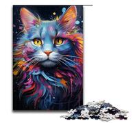 Puzzles for Adults 1000 Piece Amazing Colorful Magic Cat Pattern Assembly Help The Brain Exercise Addictive Toys to Cultivate Patience 1000 PCS(75x50cm)