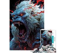 Puzzles for Adults 1000 Piece Angry Albino Gorilla with Red Accents Help The Brain Exercise Analysis And Logic Hands-on Game for And from 14 Years And over (38x26cm)