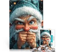 Puzzles for Adults 1000 Piece Angry Christmas Elf Funny pädagogische Herausforderung Wunschliste mit dem Weihnachtsmann38x26cm