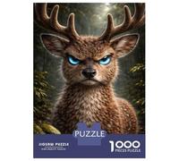 Puzzles for Adults 1000 Piece Angry Deer with Glowing Blue Eyes Adult Jigsaw Toy Wall Decor But Fun And Humorous Unique Birthday And Xmas Gifts 52x38cm/1000pcs