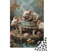 Puzzles for Adults 1000 Piece Animal Pig Creative Paper Puzzles-Puzzle Hands-on Game Jigsaw-Family Decoration 1000pcs (38x26cm)
