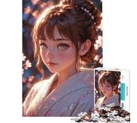 Puzzles for Adults 1000 Piece Anime Girl in Kimono︰ Blossom's Embrace Help The Brain Exercise But Fun And Humorous Toy Wall Decor for And from 14 Years And over (38x52cm)