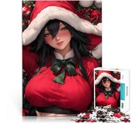 Puzzles for Adults 1000 Piece Anime Girl in Santa Hat Christmas Entspannungsspiele Geburtstagsgeschenk, Geschenke38x52cm