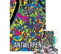 Puzzles for Adults 1000 Piece Antwerp Antwerpen Belgium City Map Travel Art Educational Game Toys Educational Games Gifts For Birthdays for The Whole Family (size 75x50cm)