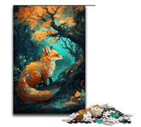 Puzzles for Adults 1000 Piece Art Fox Under The Tree Jigsaw Puzzle Home Educational Games DIY Toys Great Gift for Games 1000 PCS(75x50cm)