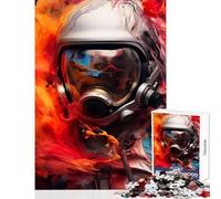 Puzzles for Adults 1000 Piece Astronaut Flames Abstract Toy Wall Decor Art Work Gift for Educational Game Enhance Love between Couples Size 38x52cm