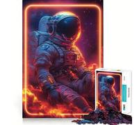 Puzzles for Adults 1000 Piece Astronaut In Neon Frame Clean Fit Decor Mental Challenge Toy Cozy Time Play Birthday Art Gift (50x75cm)