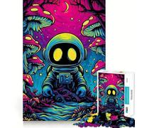Puzzles for Adults 1000 Piece Astronaut in Psychedelic Mushroom Forest Precise Cut Art Brain Skill Play Relax Play Time Christmas Art Gift (50x75cm)