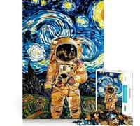 Puzzles for Adults 1000 Piece Astronaut in Starry Night Clean Fit Decor Mental Challenge Toy Cozy Time Play Birthday Art Gift (50x75cm)