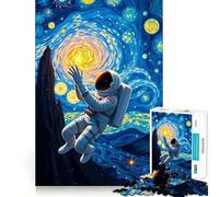 Puzzles for Adults 1000 Piece Astronaut in Starry Night Precise Cut Art Brain Skill Play Relax Play Time Christmas Art Gift (38x26cm)
