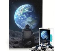 Puzzles for Adults 1000 Piece Astronaut on The Moon Gazing at Earth, DIY Toys, Challenging To Complete, Artists Collection, Fine Art 38x26cm