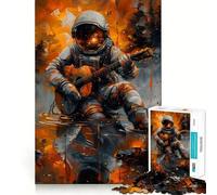 Puzzles for Adults 1000 Piece Astronaut Playing Guitar Clean Fit Decor Mental Challenge Toy Cozy Time Play Birthday Art Gift (38x26cm)