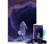 Puzzles for Adults 1000 Piece Astronaut Running Through Space Portal Precise Cut Art Brain Skill Play Relax Play Time Christmas Art Gift (50x75cm)