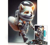 Puzzles for Adults 1000 Piece Astronaut Space Wolf Precise Cut Art Brain Skill Play Relax Play Time Christmas Art Gift (50x75cm)