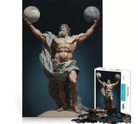 Puzzles for Adults 1000 Piece Atlas Holding Two Planets Clean Fit Decor Mental Challenge Toy Cozy Time Play Birthday Art Gift (38x26cm)