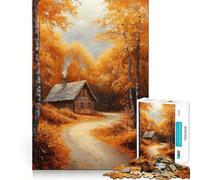 Puzzles for Adults 1000 Piece Autumn Cabin in Woods Clean Fit Decor Mental Challenge Toy Cozy Time Play Birthday Art Gift (50x75cm)