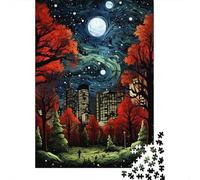 Puzzles for Adults 1000 Piece Autumn Cityscape with Moonlit Sky Puzzle for Adults Relaxing Games Staycation Kill Time Unique Birthday And Xmas Gifts 52x38cm/1000pcs