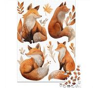 Puzzles for Adults 1000 Piece Autumn Fox Illustration Set Adult Jigsaw Puzzle Brain Teaser Game But Fun And Humorous Challenging Game Gifts 38x26cm/1000pcs