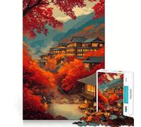 Puzzles for Adults 1000 Piece Autumn in Japan Precise Cut Art Brain Skill Play Relax Play Time Christmas Art Gift (50x75cm)