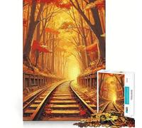 Puzzles for Adults 1000 Piece Autumn Train Tracks Precise Cut Art Brain Skill Play Relax Play Time Christmas Art Gift (38x26cm)
