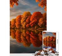 Puzzles for Adults 1000 Piece Autumn Trees Reflected in Water Home Decoration Toys Great Gifts And Toys Relaxing Games Fun Activities at Home Size 50x75cm
