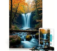 Puzzles for Adults 1000 Piece Autumn Waterfall Clean Fit Decor Mental Challenge Toy Cozy Time Play Birthday Art Gift (50x75cm)