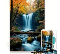 Puzzles for Adults 1000 Piece Autumn Waterfall Precise Cut Art Brain Skill Play Relax Play Time Christmas Art Gift (38x26cm)