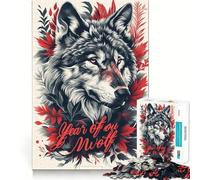 Puzzles for Adults 1000 Piece Autumn Wolf Guardian Precise Cut Art Brain Skill Play Relax Play Time Christmas Art Gift (50x75cm)
