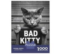 Puzzles for Adults 1000 Piece Bad Kitty Mugshot Puzzle for Adults Brain Teaser Game Home Decoration Christmas Birthday Gifts 70x50cm/1000pcs