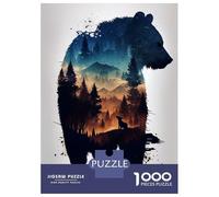 Puzzles for Adults 1000 Piece Bear Silhouette Puzzle for Adults Brain Teaser Game Home Decoration Christmas Birthday Gifts 38x26cm/1000pcs