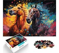 Puzzles for Adults 1000 Piece beautiful horses running Toy Intellectual Game 26x38cm with Matching Poster and Trivia Sheet