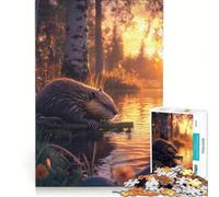 Puzzles for Adults 1000 Piece Beaver at Sunset, Toy Wall Decor, Challenging To Complete, Unique Birthday And Gifts 38x26cm