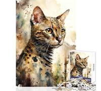 Puzzles for Adults 1000 Piece Bengal Cat Watercolor Art Jigsaws for Adults Puzzle Staycation Kill Time for Birthday, Chrismas Birthday And Unique Gifts (38x52cm)