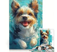 Puzzles for Adults 1000 Piece Biewer Yorkshire Terrier Swimming, Toy Wall Decor, Challenging To Complete, Unique Birthday And Gifts 38x26cm