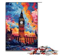 Puzzles for Adults 1000 Piece Big Ben Is Surrounded by SplattersLots of Coloured Toy Intellectual Game Is Ideal As A Gift for The Whole Family 75x50cm