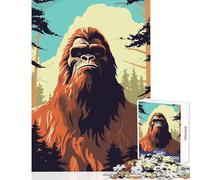 Puzzles for Adults 1000 Piece Bigfoot Simple Vector Art Jigsaws for Adults Puzzle Staycation Kill Time for Birthday, Chrismas Birthday And Unique Gifts (38x52cm)