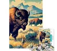Puzzles for Adults 1000 Piece Bisons in Yellowstone National Park Help The Brain Exercise Analysis And Logic Hands-on Game for And from 14 Years And over (38x52cm)