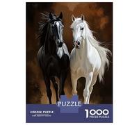 Puzzles for Adults 1000 Piece Black And White Horses Adult Jigsaw Puzzle Brain Teaser Game But Fun And Humorous Challenging Game Gifts 38x26cm/1000pcs