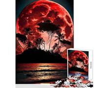 Puzzles for Adults 1000 Piece Blood Moon Tropical Island Jigsaw Puzzles 1000 Educational Game Gifts for Women Men Difficult Challenge (38x26cm)