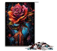Puzzles for Adults 1000 Piece Bloody Painting Rose Pattern Assembly Help The Brain Exercise Addictive Toys to Cultivate Patience 75x50cm