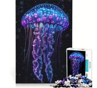 Puzzles for Adults 1000 Piece Blue Jellyfish, Toy Wall Decor, Challenging To Complete, Unique Birthday And Gifts 38x52cm