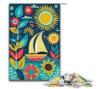 Puzzles for Adults 1000 Piece Bold Bright Sailing Boat Pattern Assembly Help The Brain Exercise Addictive Toys to Cultivate Patience 75x50cm