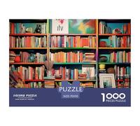 。 Puzzles for Adults 1000 Piece Bookshelf Challenge High Difficulty 1000 Piece 。 Puzzles for Adults-library-Birthday Gifts for Women Man 70x50cm/1000pcs