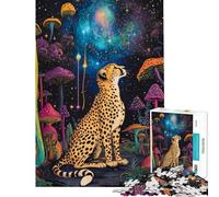 Puzzles for Adults 1000 Piece Cheetah in Cosmos Jigsaw Puzzles 1000 Educational Game Gifts for Women Men Difficult Challenge (Size 38x52cm)
