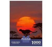 Puzzles for Adults 1000 Piece Cheetah Running at Sunset Teenager Puzzles Brain Teaser Game Home Decoration Fun at Home Activities, 52x38cm/1000pcs