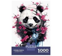 Puzzles for Adults 1000 Piece Cherry Blossom Panda Teenager Puzzles Brain Teaser Game Home Decoration Fun at Home Activities, 52x38cm/1000pcs