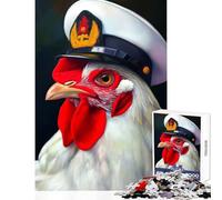 Puzzles for Adults 1000 Piece Chicken Captain Portrait Adult Jigsaw Puzzles Difficult Hard Fun Activities at Home Birthday Present, Gifts, (38x52cm)