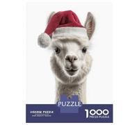 Puzzles for Adults 1000 Piece Christmas Alpaca with Santa Hat Jigsaws for Adults Brain Teaser Game Analysis And Logic Fun at Home Activities, 70x50cm/1000pcs